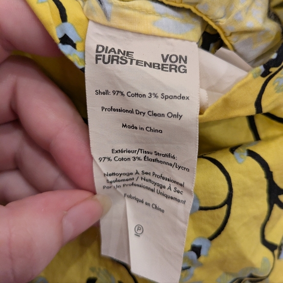 Diane Von Furstenberg Yellow Floral Sleeveless Mini Dress - Size 4 - Picture 3 of 6